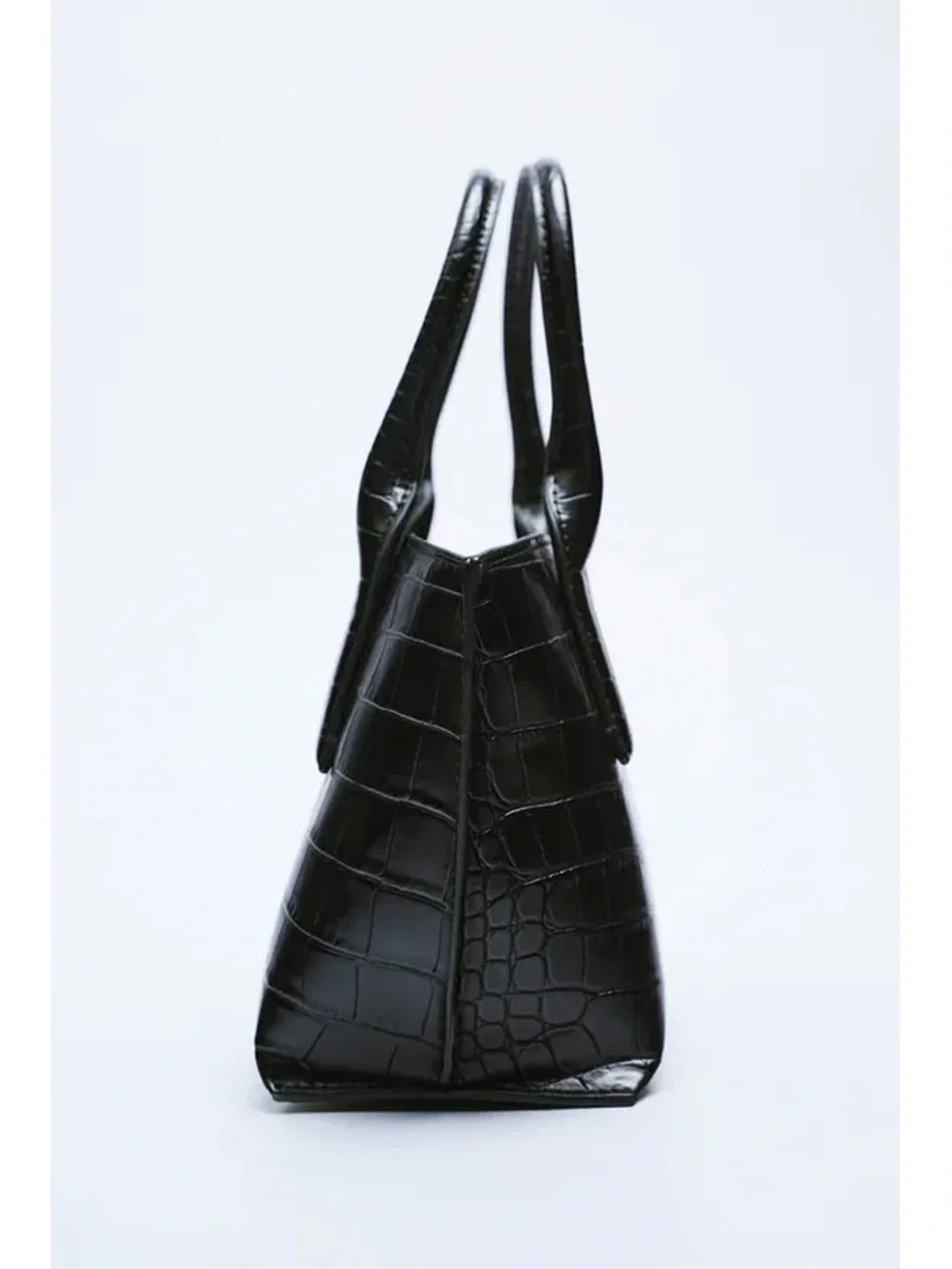 Zara Black Croc-Effect Small Tote